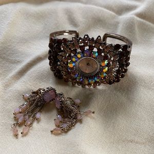 Watch & Clip On Earrings Bundle